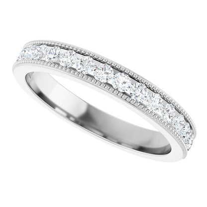 14K White Gold 1/3 CTW Natural Diamond Milgrain Anniversary Band