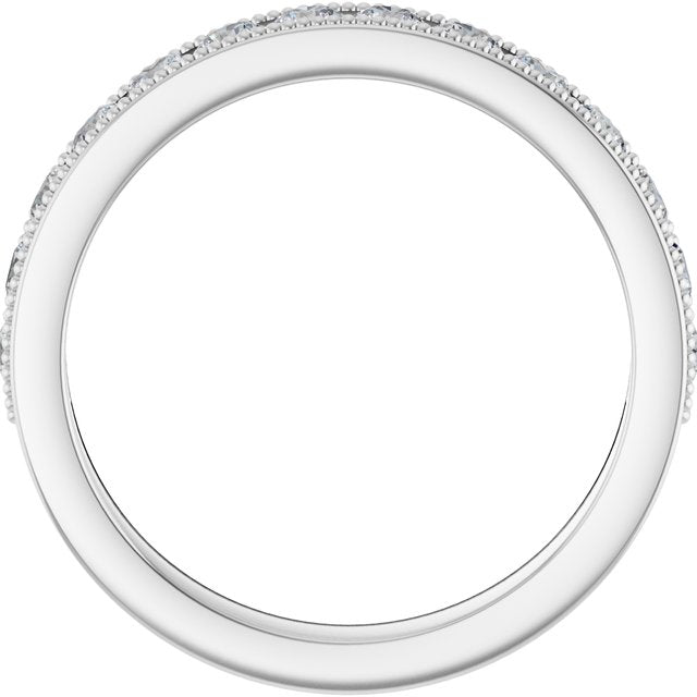 14K White Gold 7/8 CTW Natural Diamond Milgrain Anniversary Band