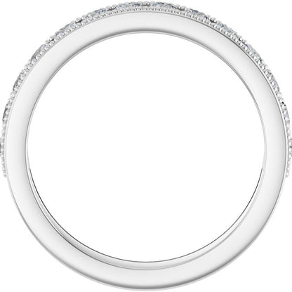 14K White Gold 7/8 CTW Natural Diamond Milgrain Anniversary Band