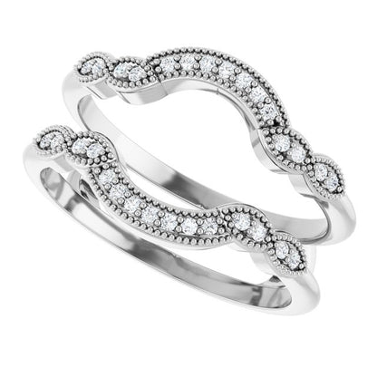 14K White Gold 1/6 CTW Natural Diamond Ring Guard