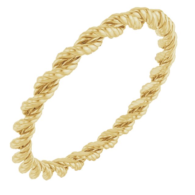 14K Yellow Gold Rope Band, 2 mm