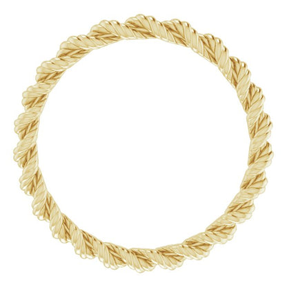 14K Yellow Gold Rope Band, 2 mm