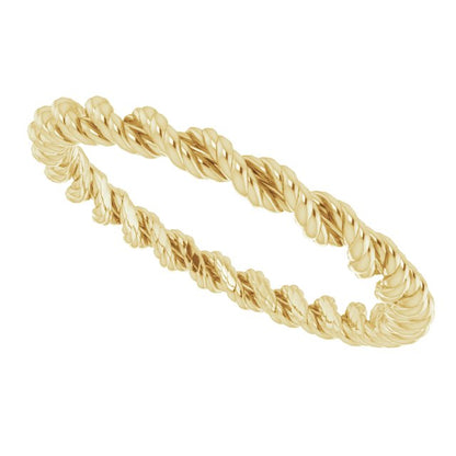 14K Yellow Gold Rope Band, 2 mm