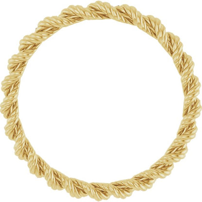 14K Yellow Gold Rope Band, 2 mm