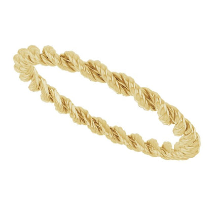 14K Yellow Gold Rope Band, 2 mm