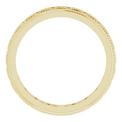 14K Yellow Gold Crescent Milgrain Design