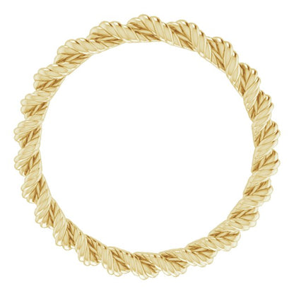 14K Yellow Gold Rope Band, 2 mm