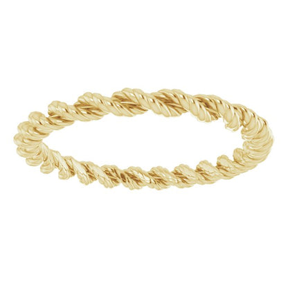 14K Yellow Gold Rope Band, 2 mm