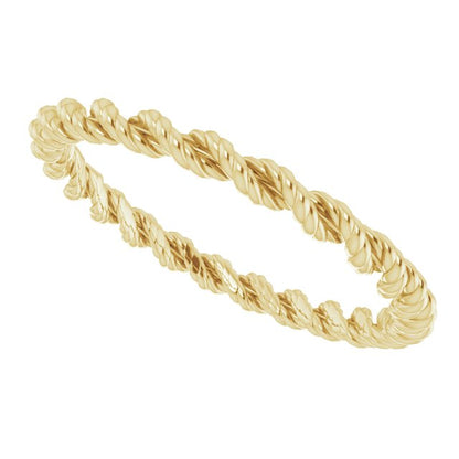 14K Yellow Gold Rope Band, 2 mm