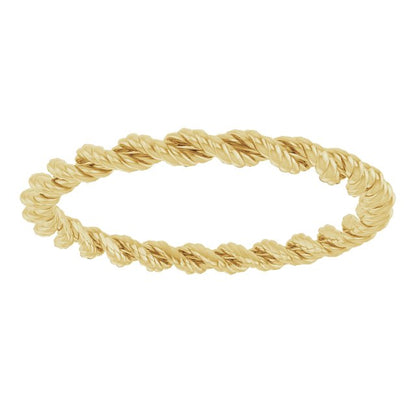14K Yellow Gold Rope Band, 2 mm