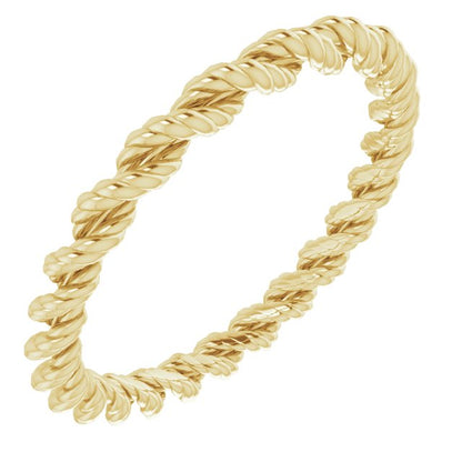 14K Yellow Gold Rope Band, 2 mm