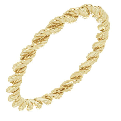 14K Yellow Gold Rope Band, 2 mm