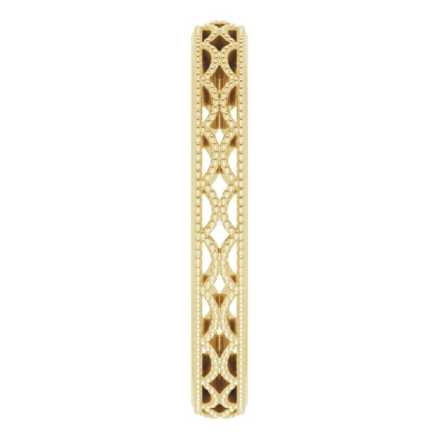 14K Yellow Gold Crescent Milgrain Design