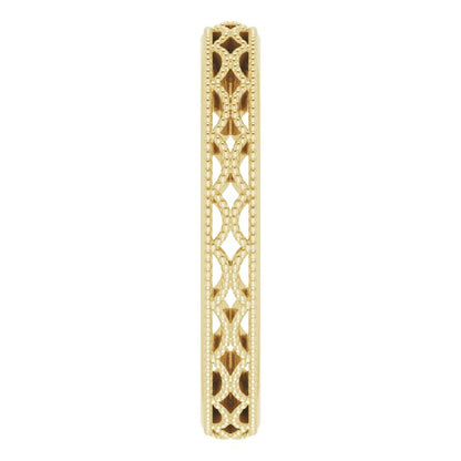 14K Yellow Gold Crescent Milgrain Design