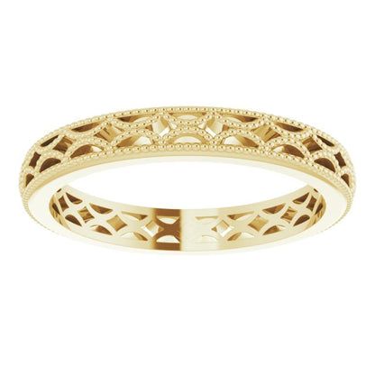 14K Yellow Gold Crescent Milgrain Design