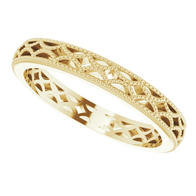 14K Yellow Gold Crescent Milgrain Design