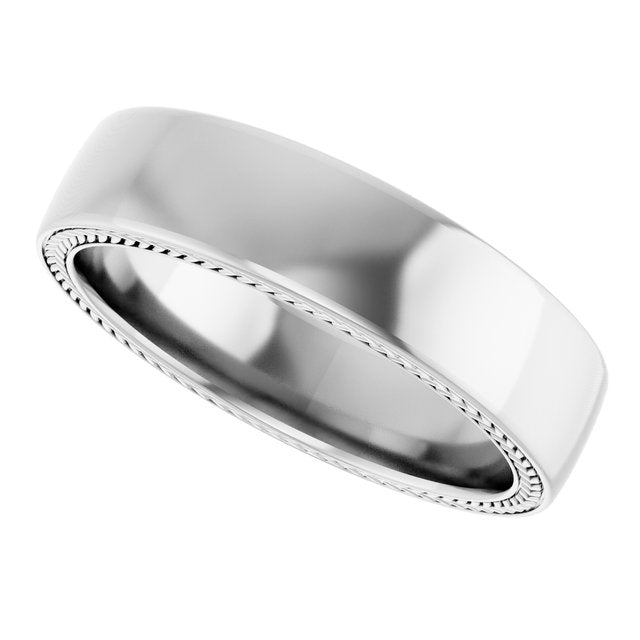 Wheat Pattern Inlay Comfort-Fit Half Round Band