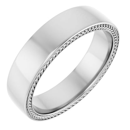 Wheat Pattern Inlay Comfort-Fit Half Round Band