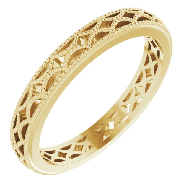 14K Yellow Gold Crescent Milgrain Design