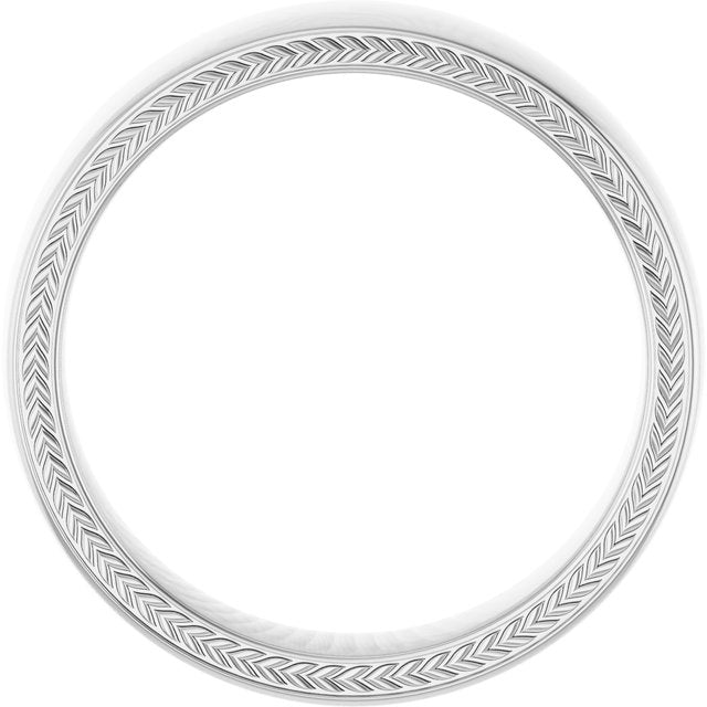 Wheat Pattern Inlay Comfort-Fit Half Round Band