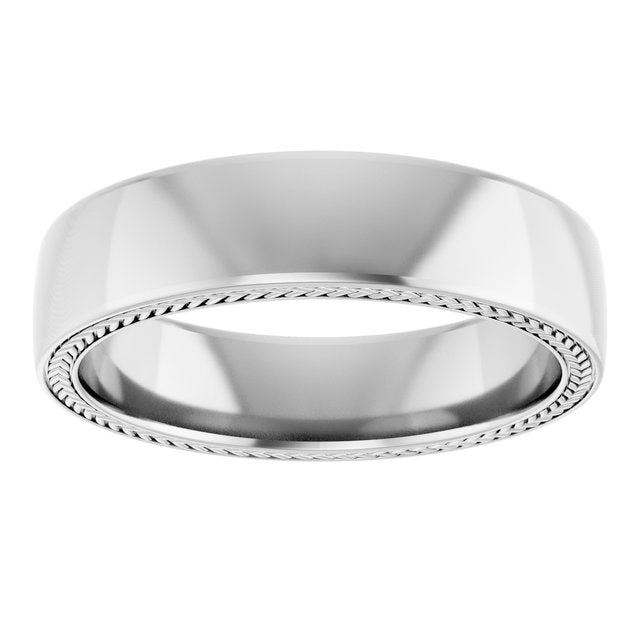 Wheat Pattern Inlay Comfort-Fit Half Round Band
