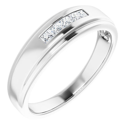 14K White Gold 1/4 CTW Natural Diamond 5-Stone Band