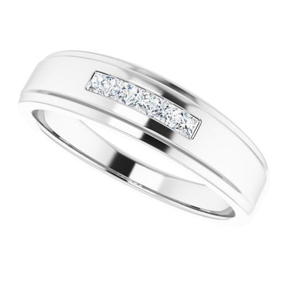 14K White Gold 1/4 CTW Natural Diamond 5-Stone Band