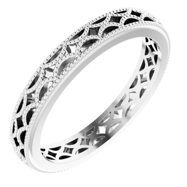 14K Yellow Gold Crescent Milgrain Design