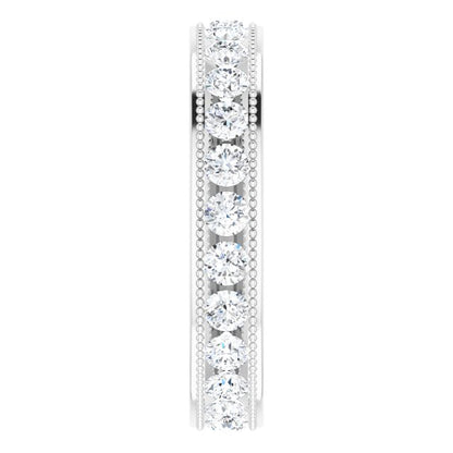 14K White Gold 1 1/2 CTW Natural Diamond Milgrain Eternity Band