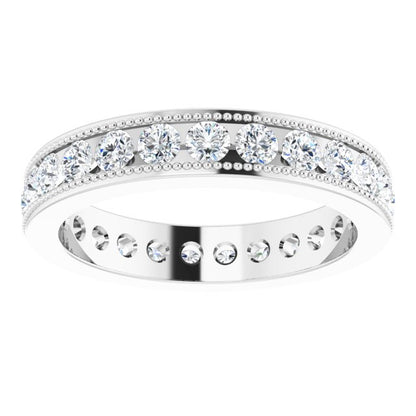 14K White Gold 1 1/2 CTW Natural Diamond Milgrain Eternity Band