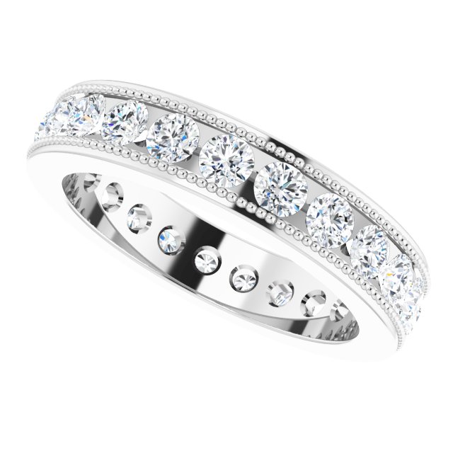 14K White Gold 1 3/8 CTW Natural Diamond Milgrain Eternity Band