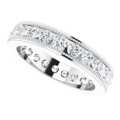14K White Gold 1 3/8 CTW Natural Diamond Milgrain Eternity Band