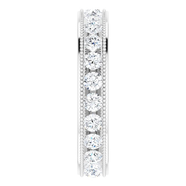 14K White Gold 1 3/8 CTW Natural Diamond Milgrain Eternity Band