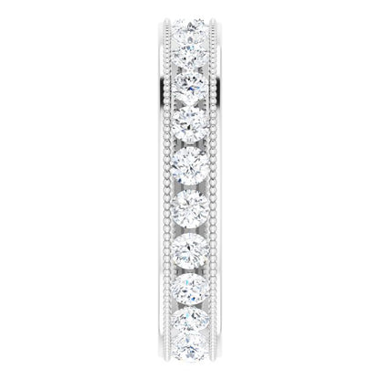 14K White Gold 1 3/8 CTW Natural Diamond Milgrain Eternity Band
