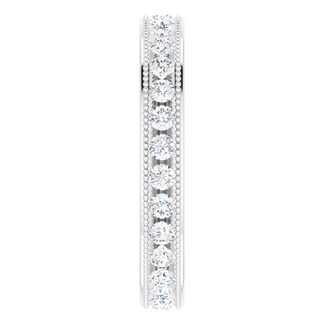 14K White Gold 7/8 CTW Natural Diamond Milgrain Eternity Band