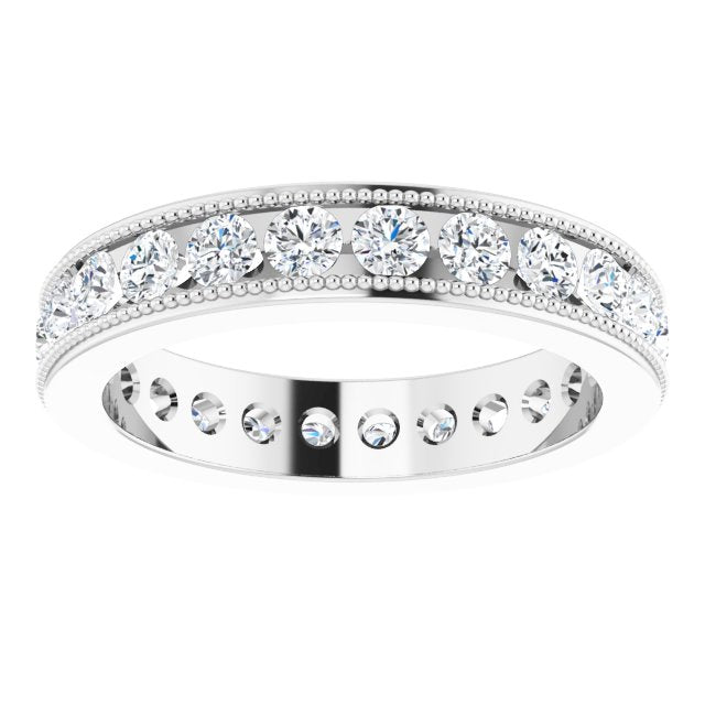 14K White Gold 1 3/8 CTW Natural Diamond Milgrain Eternity Band