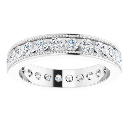 14K White Gold 1 3/8 CTW Natural Diamond Milgrain Eternity Band