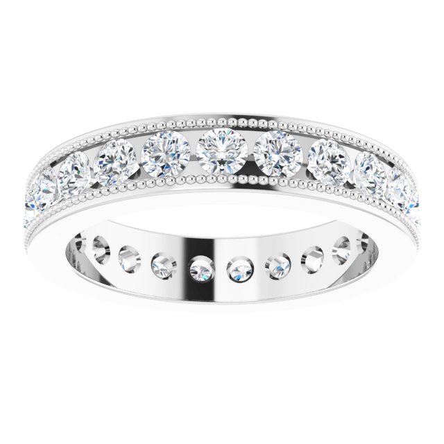 14K White Gold 1 3/8 CTW Natural Diamond Milgrain Eternity Band