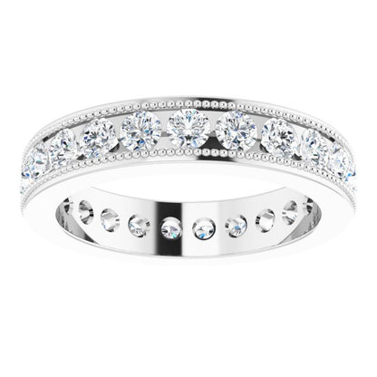 14K White Gold 1 3/8 CTW Natural Diamond Milgrain Eternity Band
