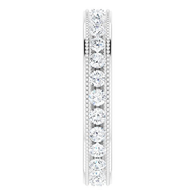 14K White Gold 7/8 CTW Natural Diamond Milgrain Eternity Band