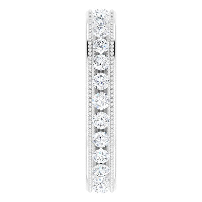 14K White Gold 7/8 CTW Natural Diamond Milgrain Eternity Band