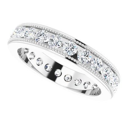 14K White Gold 1 3/8 CTW Natural Diamond Milgrain Eternity Band