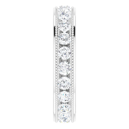 14K White Gold 1 3/8 CTW Natural Diamond Milgrain Eternity Band