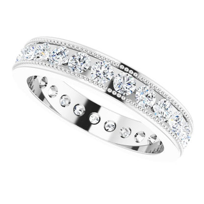 14K White Gold 1 1/2 CTW Natural Diamond Milgrain Eternity Band