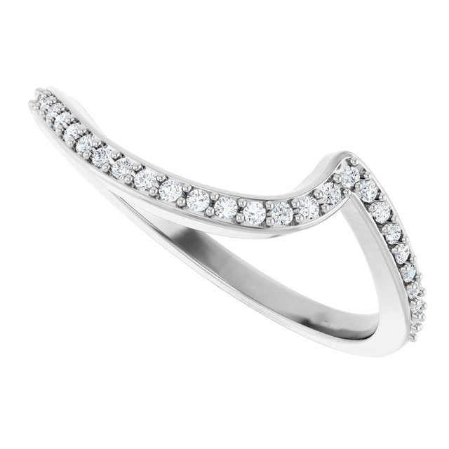 14K White Gold 1/8 CTW Natural Diamond Band for Round Ring