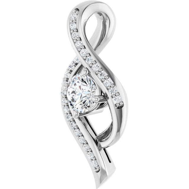 14K White Gold 1/3 CTW Natural Diamond Pendant