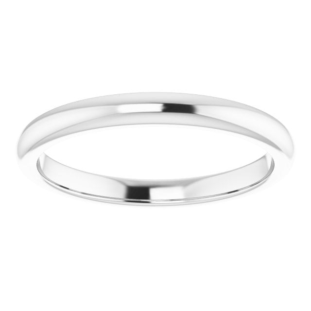 14K White Gold Band for 7x5 mm Emerald Ring, 2.3 mm