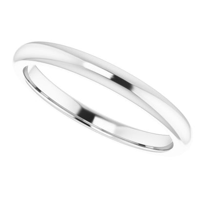 14K White Gold Band for 7x5 mm Emerald Ring, 2.3 mm