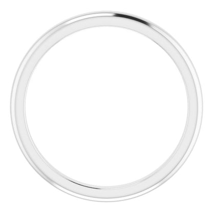 14K White Gold Band for 7x5 mm Emerald Ring, 2.3 mm