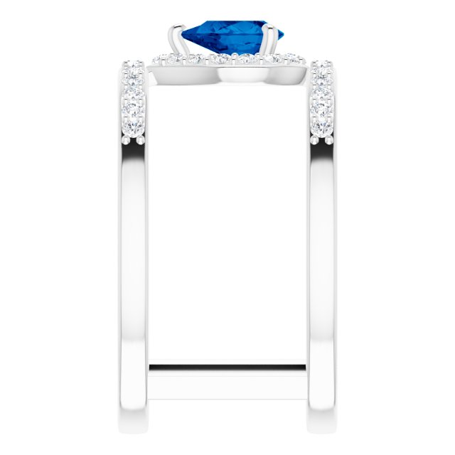 14K White Gold Natural Blue Sapphire & 1/3 CTW Natural Diamond Ring